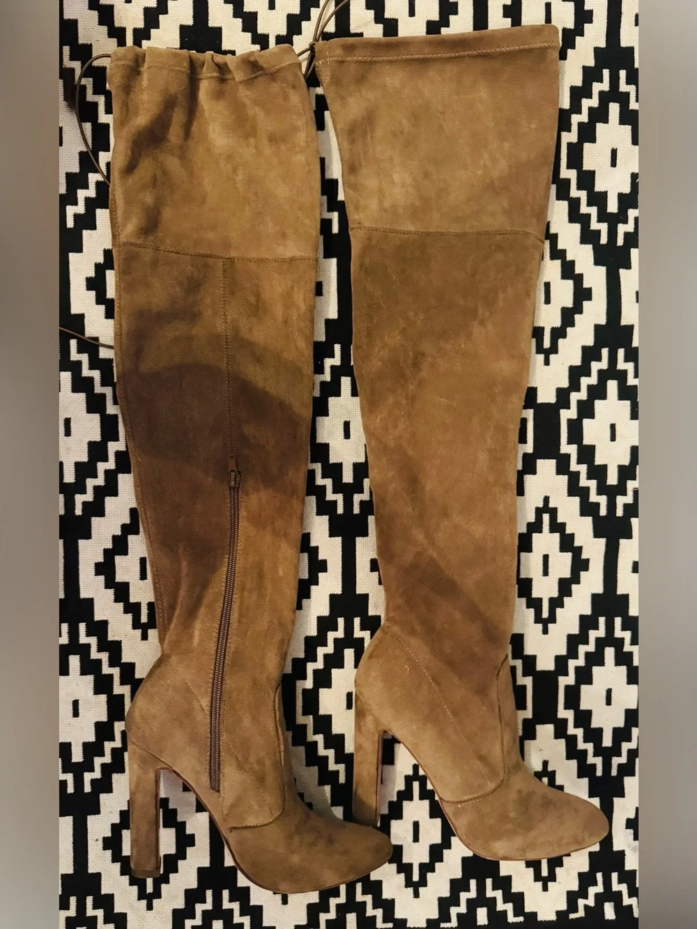 Over-the-Knee Suede High-Heel Boots in Camel